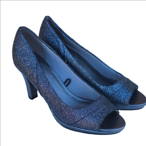 Life Stride Glitter Peep-Toe Heels, Size 8